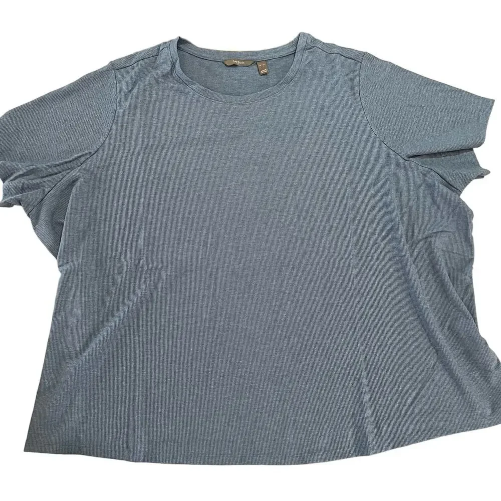 Anybody Ribbed Hacci Short Sleeve & Flare Pant Lounge Set BLUE NWOT SIZE PLUS 5X - Picture 3 of 12